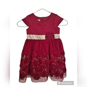 Purple Rose Red and Gold Rosette detailed tool lined dress